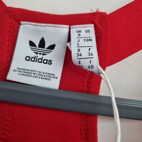 Adidas Originals red/white Striped racer back dress.Uk 8BNWT - Picture 3 of 4